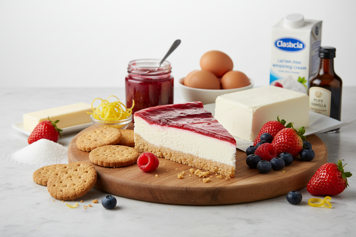 Cheesecake ai frutti rossi con ingredienti