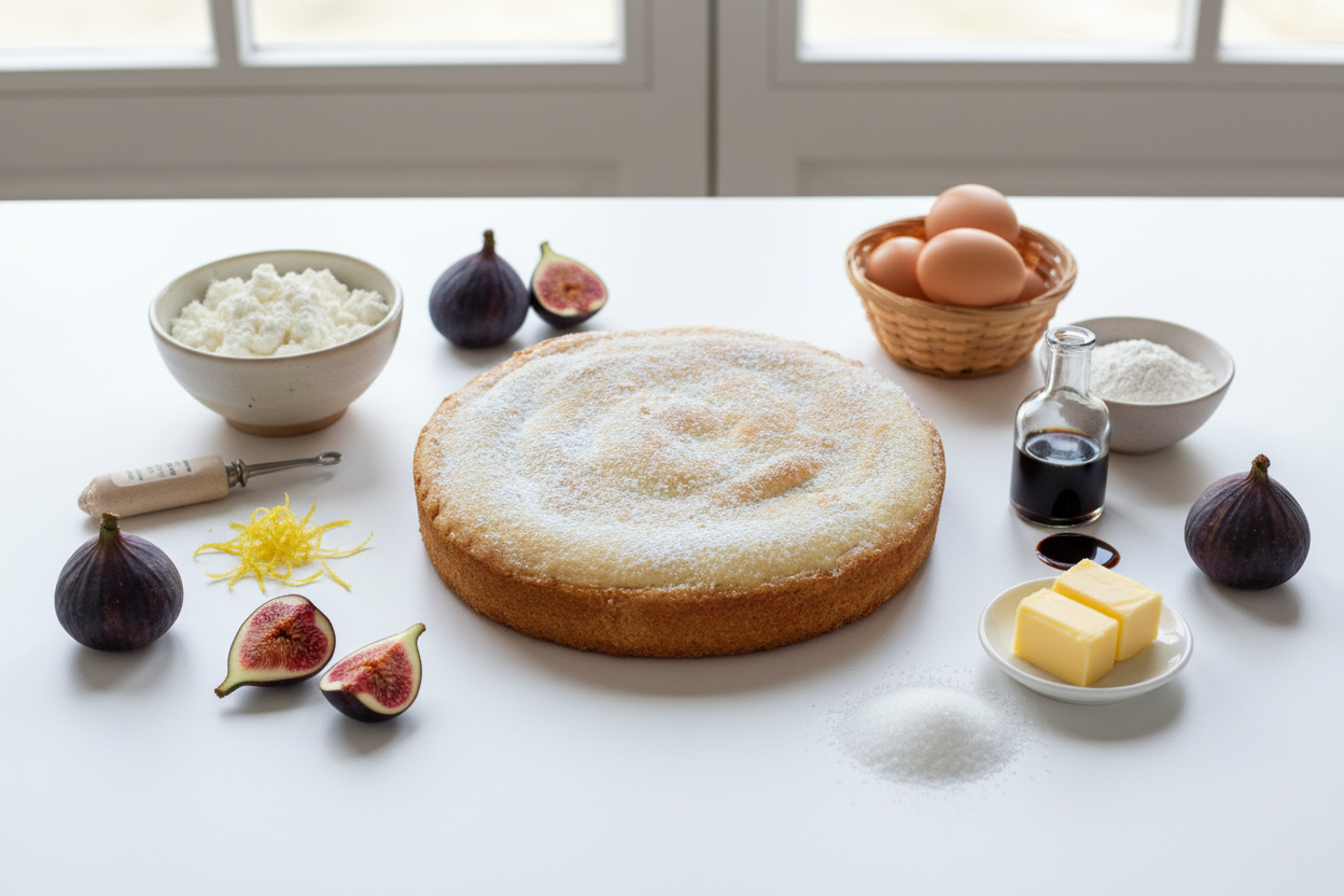Torta ricotta e fichi con ingredienti