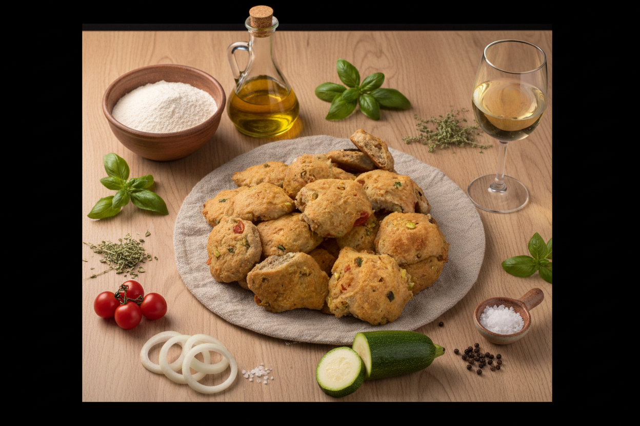 Pizzi leccesi con ingredienti e verdure